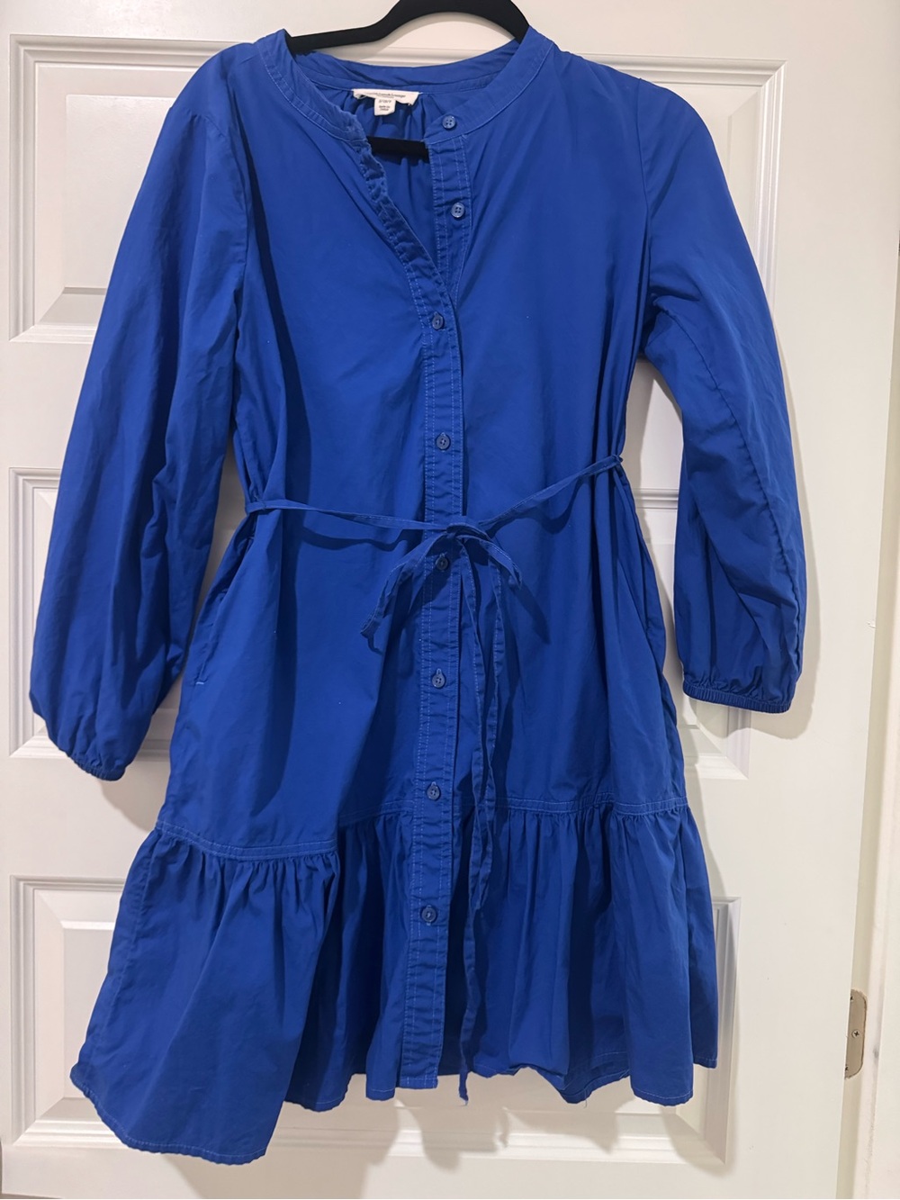 beachlunchlounge Royal Blue Button-Front Tie-Waist Casual Dress